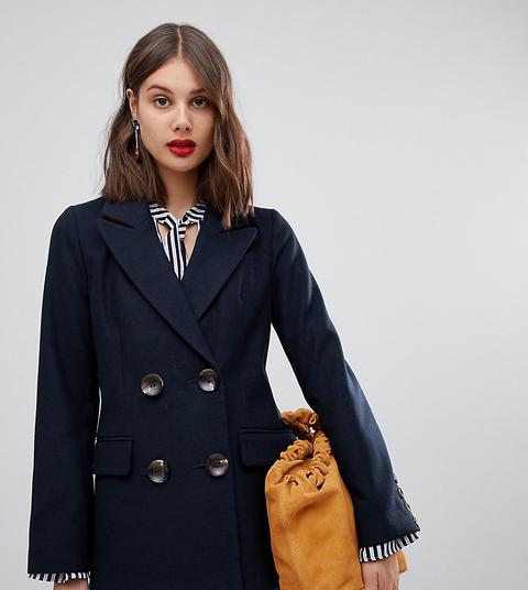 Warehouse - Cappotto Doppiopetto Corto Blu Navy - Navy