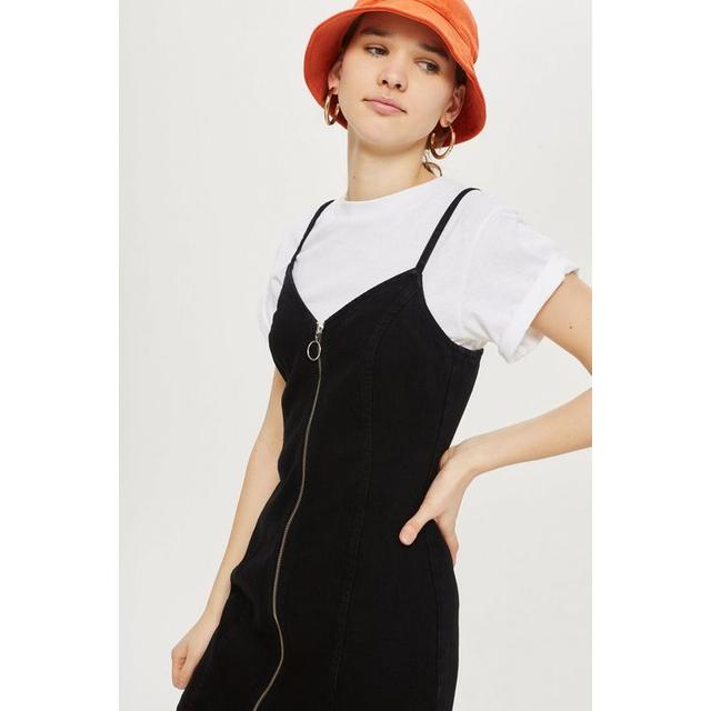 Womens Zip Through Denim Dress - Black 
