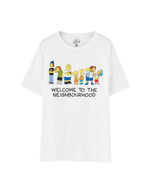 T-shirt Blanc Les Simpson Manches Courtes