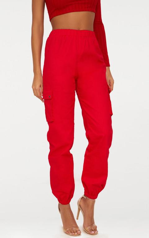 red cargo trousers