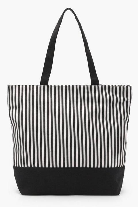 Mono Stripe Beach Bag