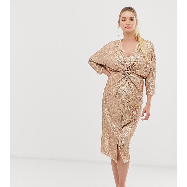 waist knot midi dress