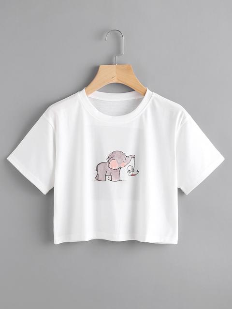 T-shirt Crop Con Disegno