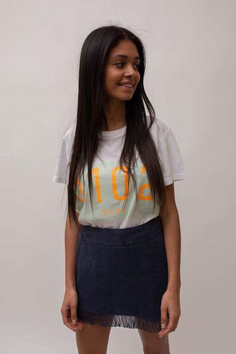 Blue Linen Fringe Skirt