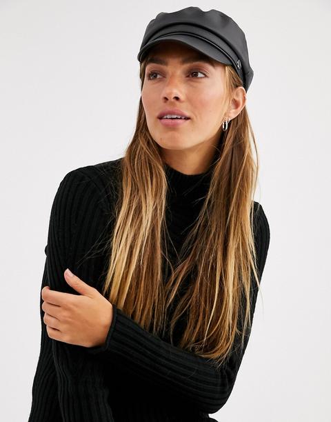 leather baker boy cap