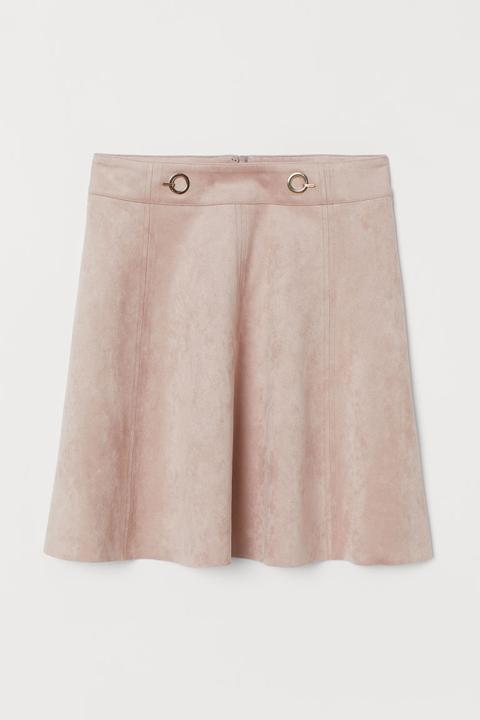 Falda Corta En Ante Sintético - Rosa