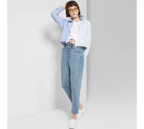 womens elastic waist jeans target