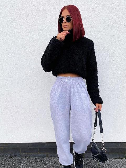 zip front cropped teddy jumper
