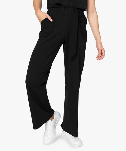 Pantalon Femme Large Et Fluide À Taille Élastiquée