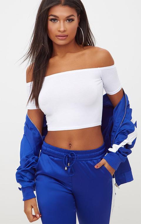 Basic White Bardot Crop Top