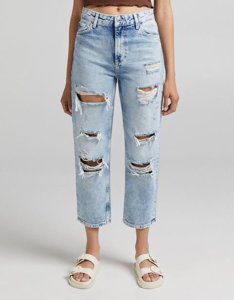 Jeans Cropped Straight Rotos