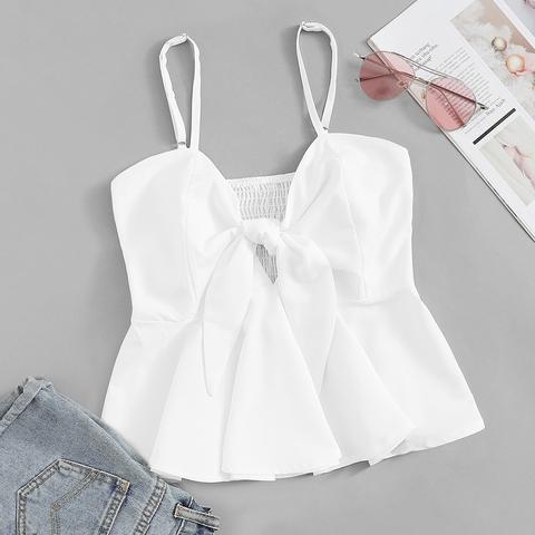 Knot Front Solid Cami Top