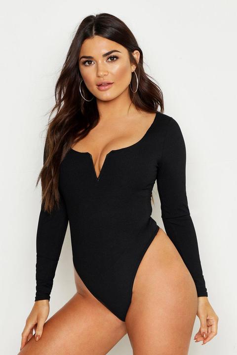 Womens V Bar Rib One Piece - Black - 8