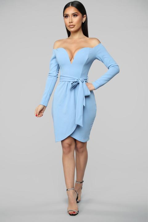 powder blue mini dress