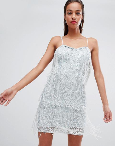 sequin fringe mini dress