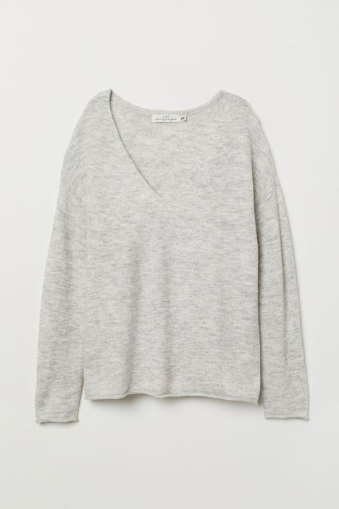 Jersey Con Cuello De Pico - Gris