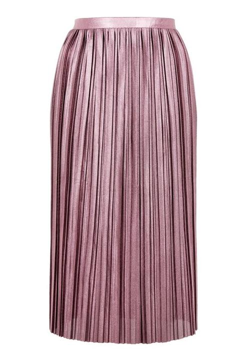 Metallic Pleated Jersey Skirt