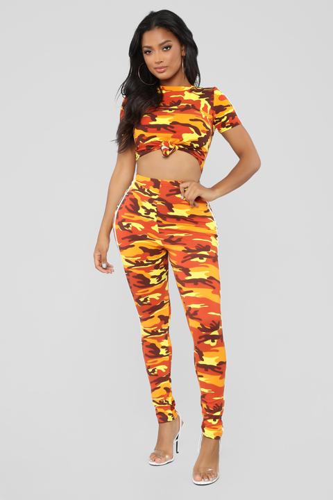 Camo Queen Lounge Set - Orange