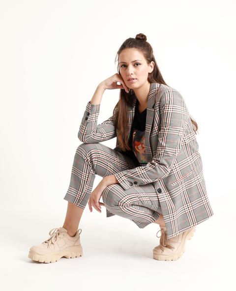 Blazer À Carreaux Femme