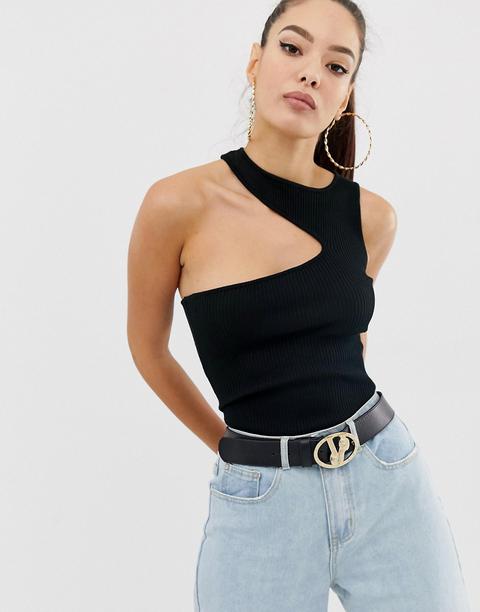 Missguided - Body Nero In Maglia Con Cut-out - Nero