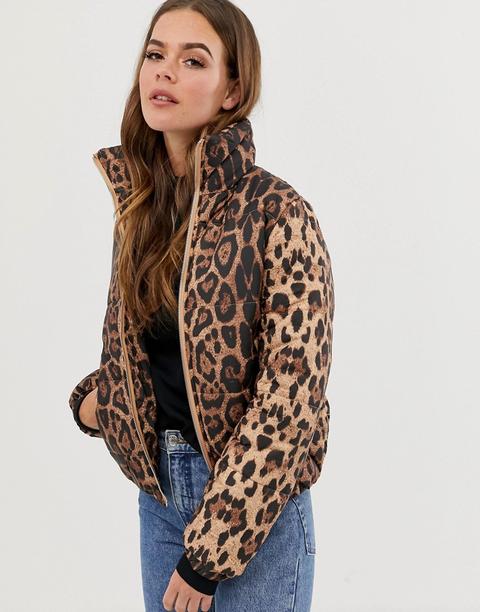 Abrigo Acolchado Con Estampado De Leopardo De In The Style