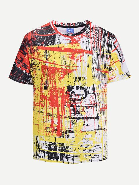 T-shirt Uomo Con Stampa A Goccia