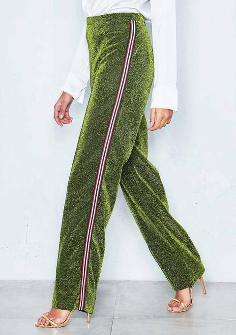 Shelby Green Glitter Stripe Trousers