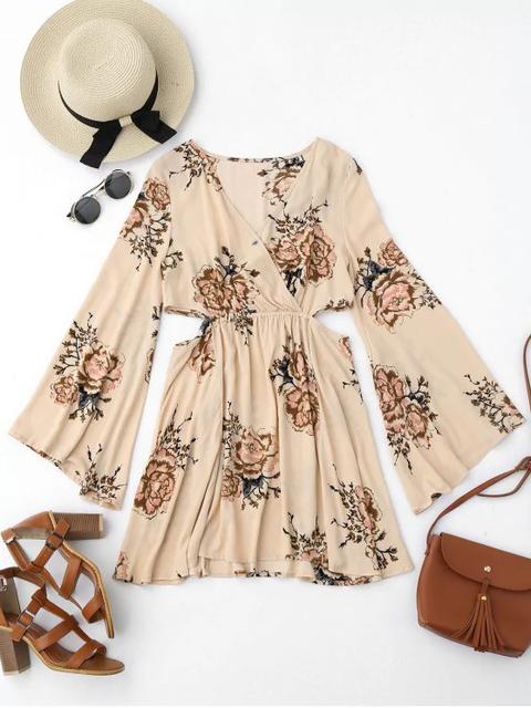 Vestido De Seda Floral Surplice