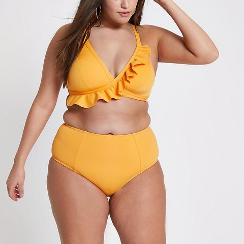 Plus Orange High Waisted Bikini Bottoms