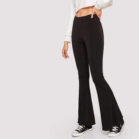 Pantalon Évasé Unicolore Avec Taille Élastique