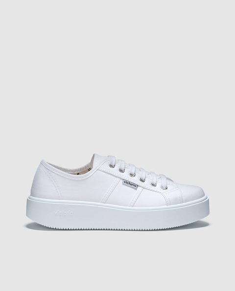 Victoria - Zapatillas De Lona De Mujer En Blanco Con Plataforma