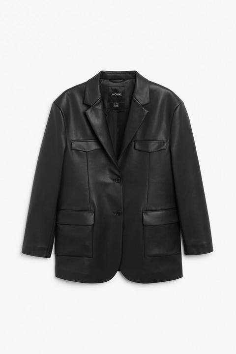 Faux Leather Jacket - Black