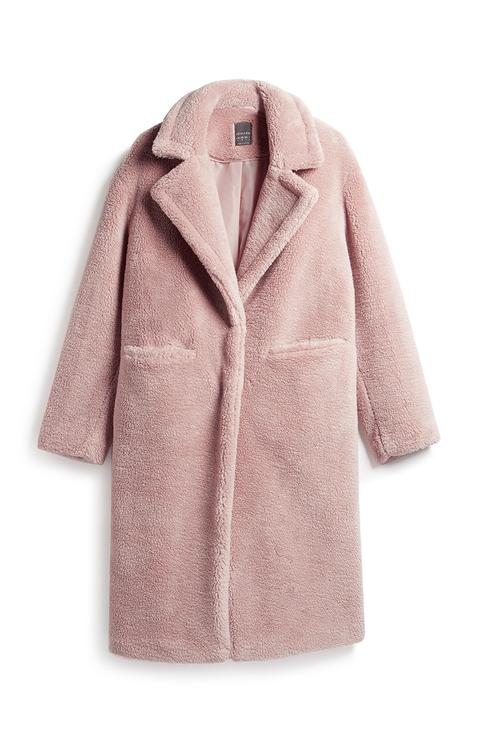 Blush Long Borg Coat