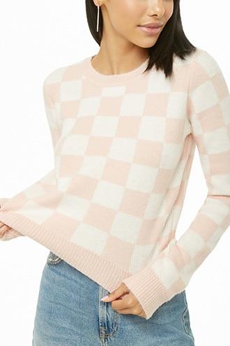 pink checkered sweater