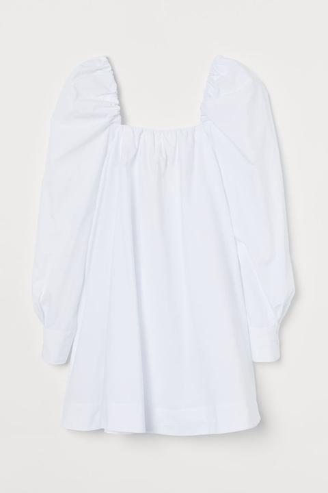 Robe En Popeline De Coton - Blanc