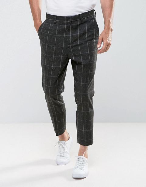 Asos - Pantaloni Kaki Stretti In Fondo A Quadri Puntinati - Verde