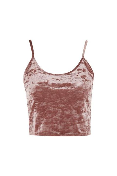 Tall Crushed Velvet Crop Camisole Top