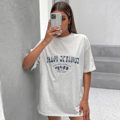 Letter Graphic Oversized Longline Tee