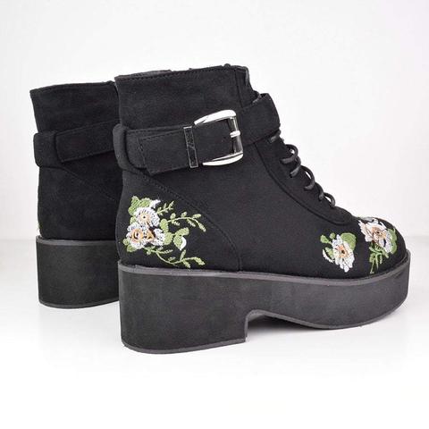 Angel - Floral Embroidered Ankle Boots