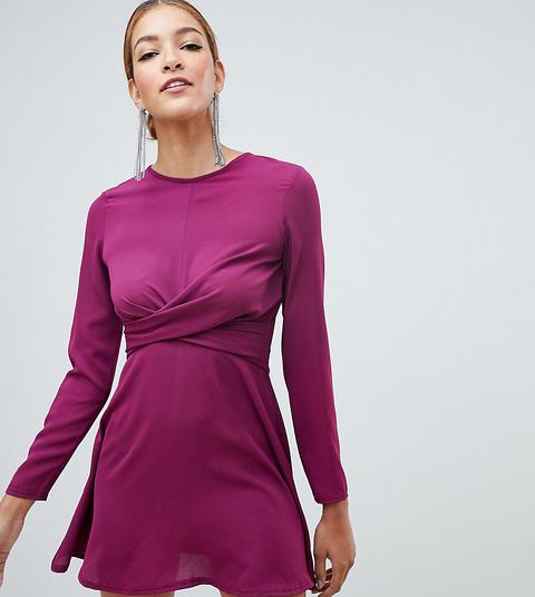 Boohoo - Vestito A Pieghe Viola Con Dettaglio Attorcigliato - Viola