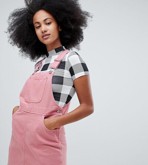 Monki - Vestito Salopette Di Jeans In Cotone Biologico Rosa - Rosa