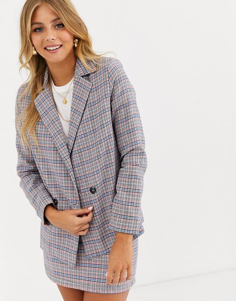 Heartbreak Double Breasted Blazer In Multi Check