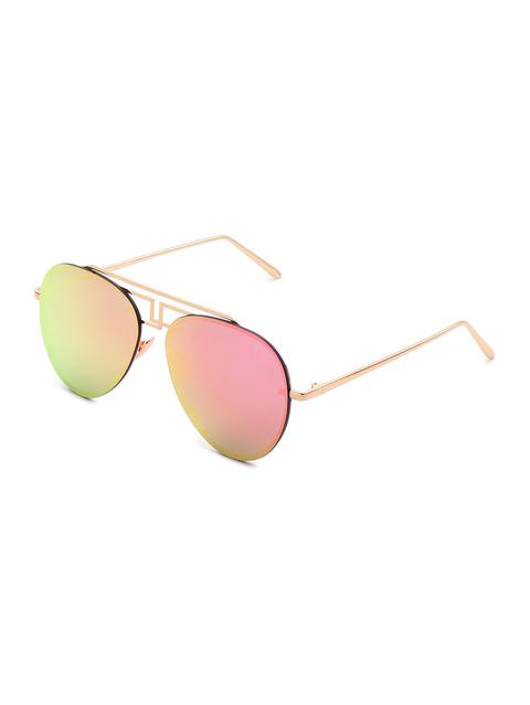 Asymmetrical Top Bar Rimless Aviator Sunglasses