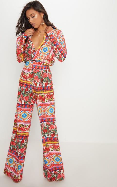 Multi Floral Wide Leg Trouser