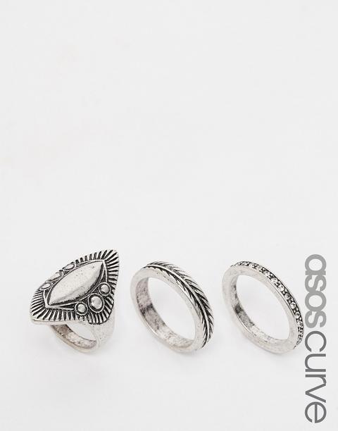 Pack De 3 Anillos Pulidos Traveller De Asos Curve