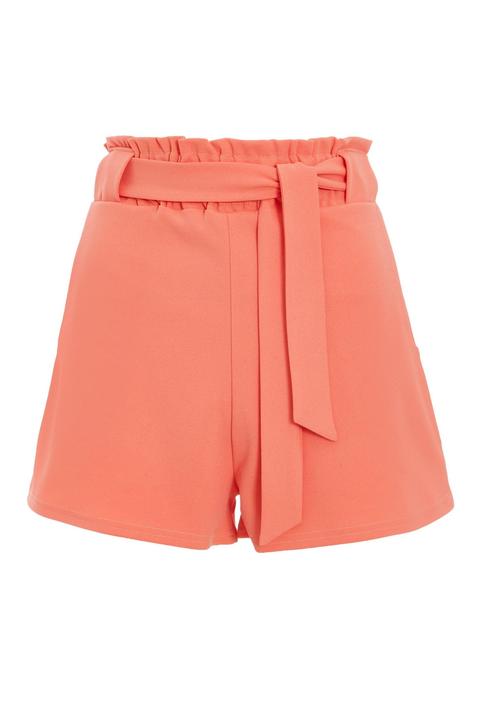 Coral paper bag shorts