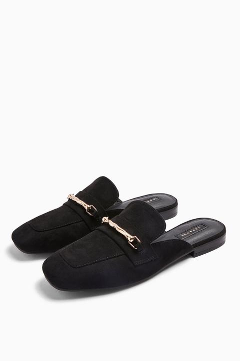 Womens Lopez Black Backless Loafers - Black, Black