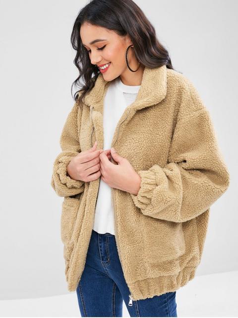 zip up fluffy winter coat