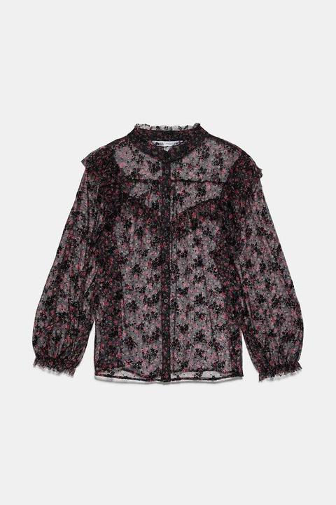 Ruffled Floral Print Blouse from Zara 