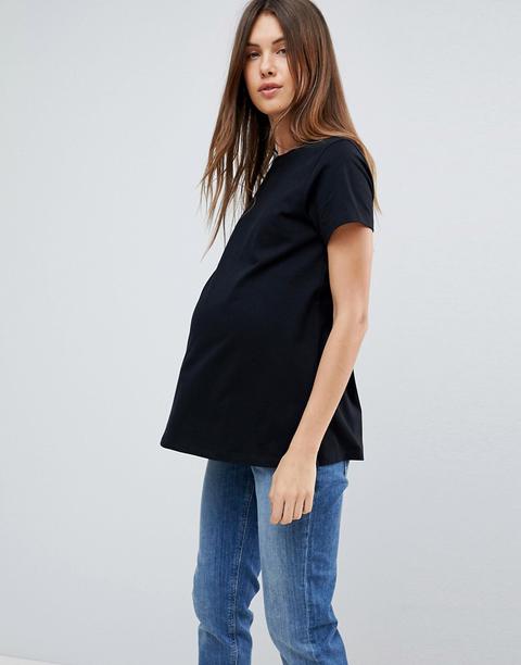 Asos Design Maternity - Ultimate - T-shirt Girocollo Nera - Nero